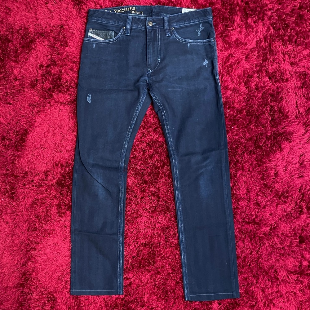 Diesel Thanaz Slim Skinny Blue Jeans 32 x 32 Light 0601K - Picture 3 of 13